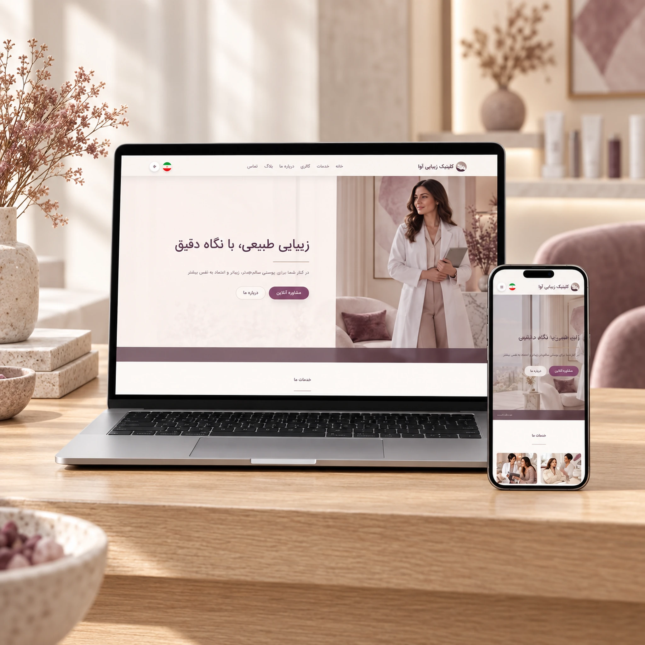 Website design sample for Tarine آورا theme