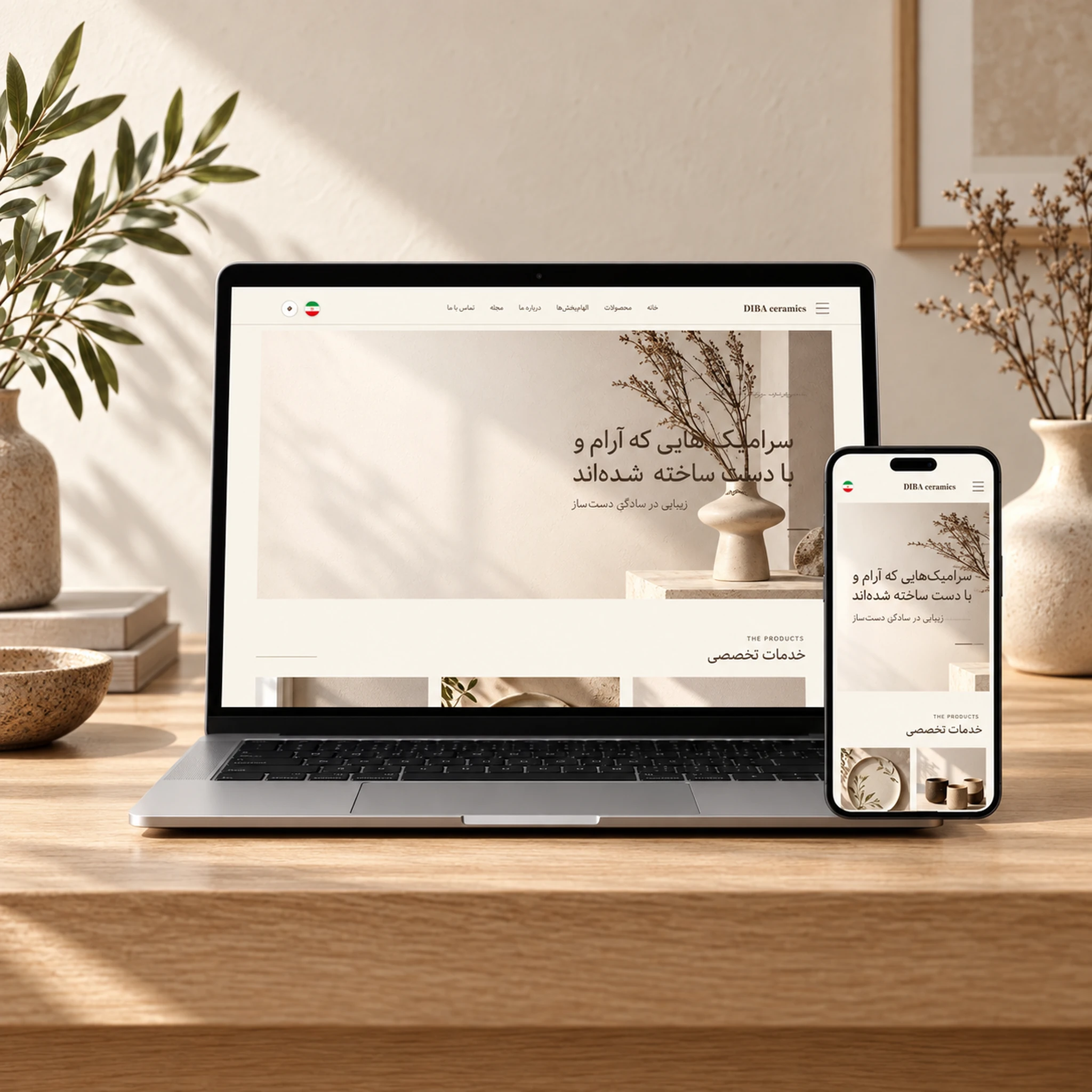Website design sample for Tarine دیبا theme